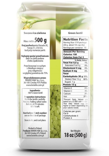 SOCZEWICA ZIELONA 500G LESTELLO