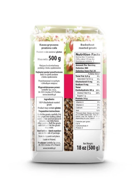 KASZA GRYCZANA PRAŻONA 500G LESTELLO