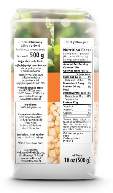 GROCH ŁUSKANY ŻÓŁTY 500G LESTELLO
